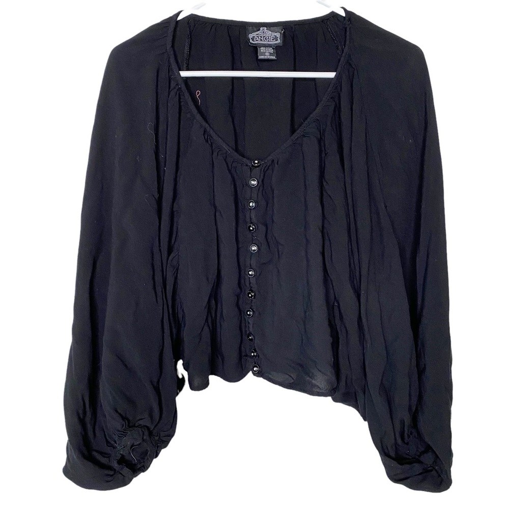 Angie Button Down Long Sleeve Scoop Neck Loose Fitting Women’s Medium